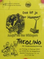 Plakat der Kirchengemeinde Haddeby mit Thorshammer in der Werbung für einen Kinderbibelnachmittag